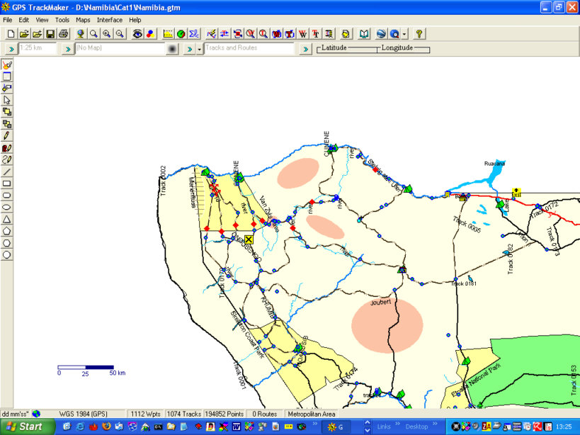 PC-Karte Namibia für Reiseplanung und GPS (Reise- und GPS-CD), Detailmaps